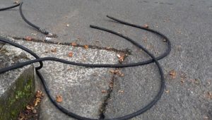 wire cut on road