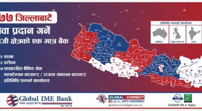 डोल्पाको दुनैमा ग्लोबल आइएमईको नयाँ शाखा, बन्यो ७७ जिल्लामा पुग्ने पहिलो निजी बैंक